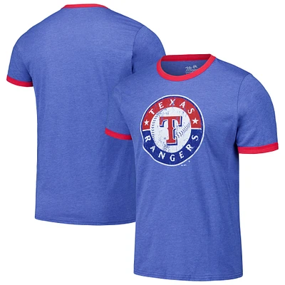 Men's Majestic Threads Royal Texas Rangers Ringer Tri-Blend T-Shirt