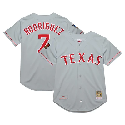 Mitchell & Ness Ivan Rodriguez gris Texas Rangers 1994 Cooperstown Collection authentique maillot foncé pour hommes