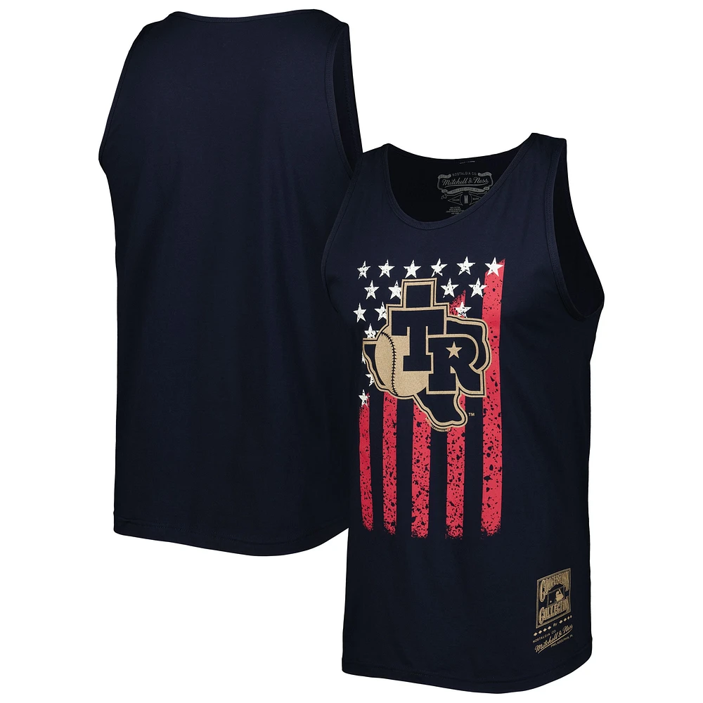 Débardeur pour homme Mitchell & Ness Navy Texas Rangers Cooperstown Collection Stars and Stripes