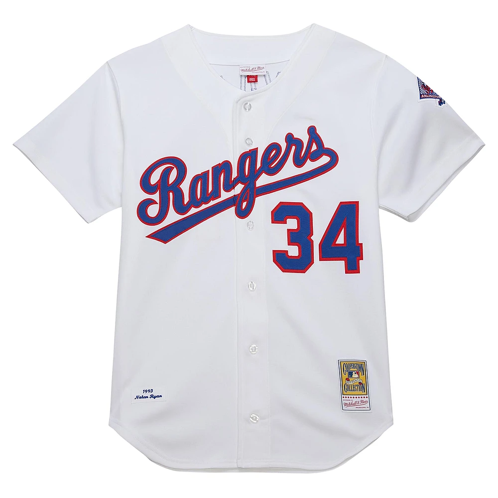 Mitchell & Ness Nolan Ryan Blanc Texas Rangers 1993 Cooperstown Collection Maillot authentique pour hommes