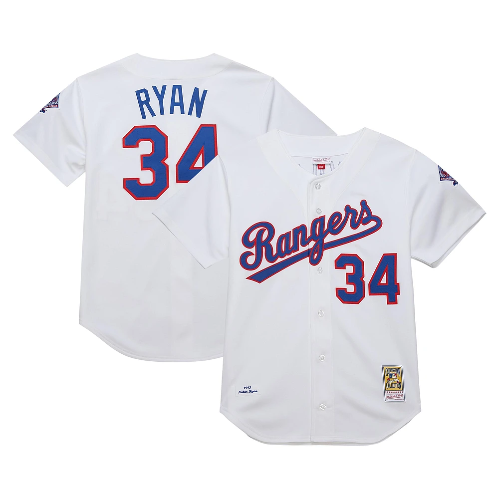 Mitchell & Ness Nolan Ryan Blanc Texas Rangers 1993 Cooperstown Collection Maillot authentique pour hommes