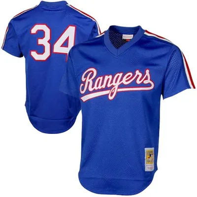 Mitchell & Ness Nolan Ryan Royal Texas Rangers 1989 Authentique Cooperstown Collection Maillot d'entraînement au bâton en maille pour hommes