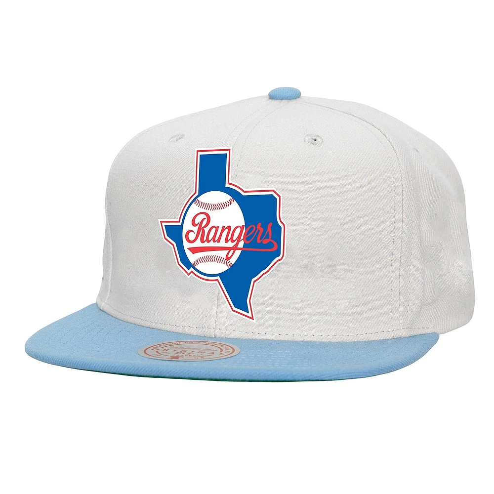 Casquette snapback basique Mitchell & Ness blanche Texas Rangers Cooperstown Collection pour homme