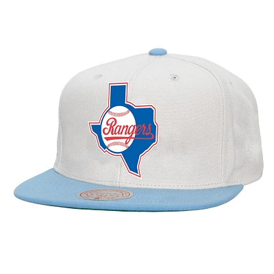 Casquette snapback basique Mitchell & Ness blanche Texas Rangers Cooperstown Collection pour homme