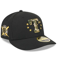 Casquette ajustée 59FIFTY à profil bas pour la Journée des Forces armées 2024 Texas Rangers New Era noire homme