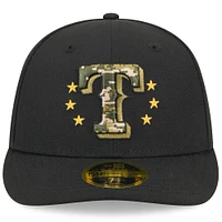 Casquette ajustée 59FIFTY à profil bas pour la Journée des Forces armées 2024 Texas Rangers New Era noire homme