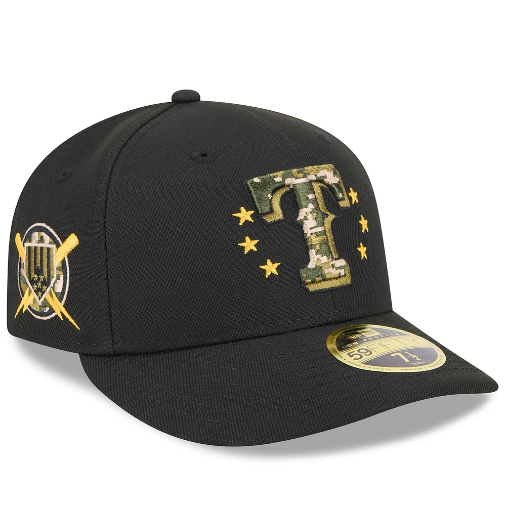 Men's New Era  Black Texas Rangers 2024 Armed Forces Day Low Profile 59FIFTY Fitted Hat