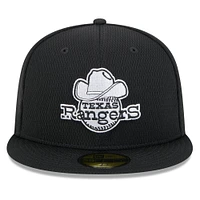 Men's New Era Black Texas Rangers 2025 MLB Clubhouse 59FIFTY Fitted Hat