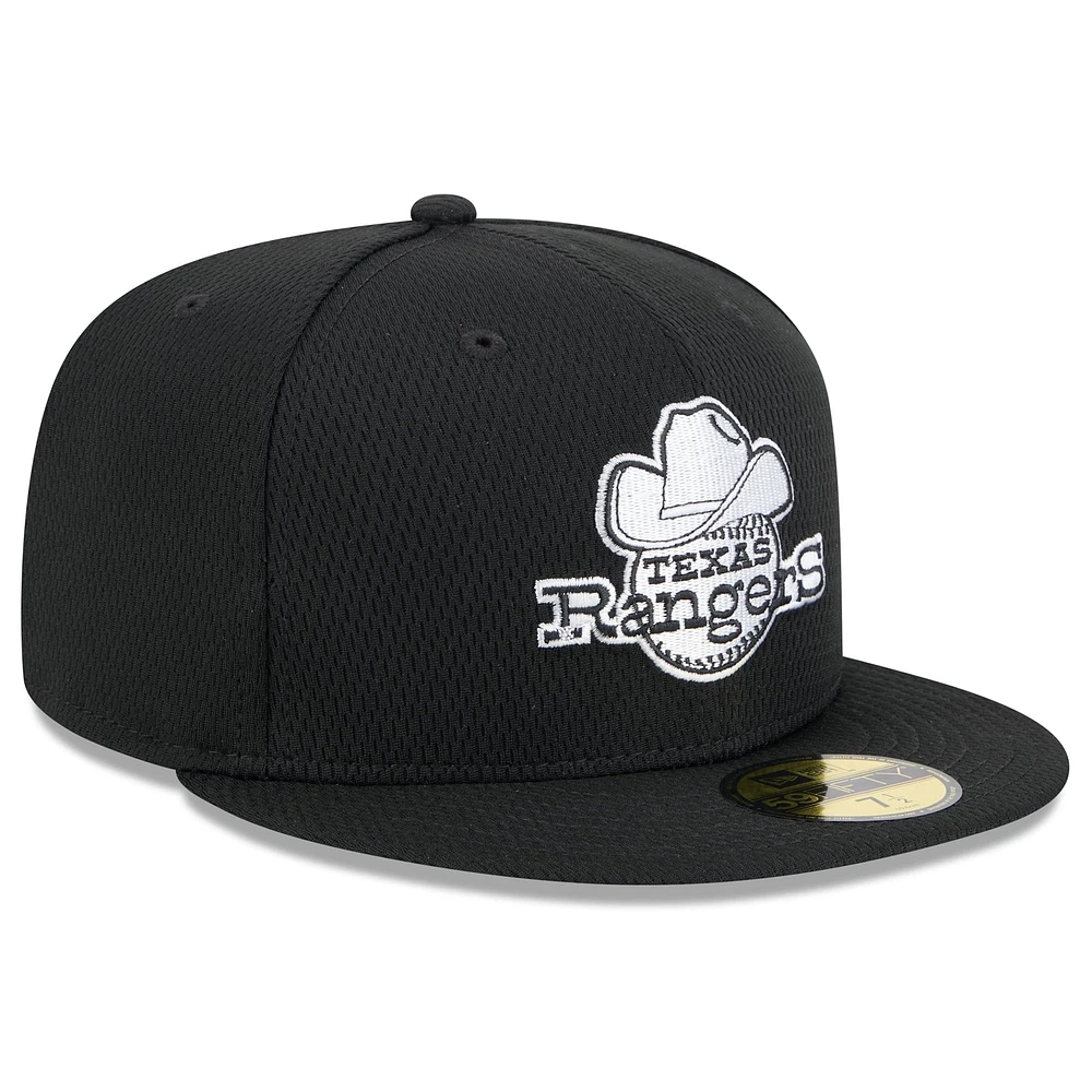 Men's New Era Black Texas Rangers 2025 MLB Clubhouse 59FIFTY Fitted Hat