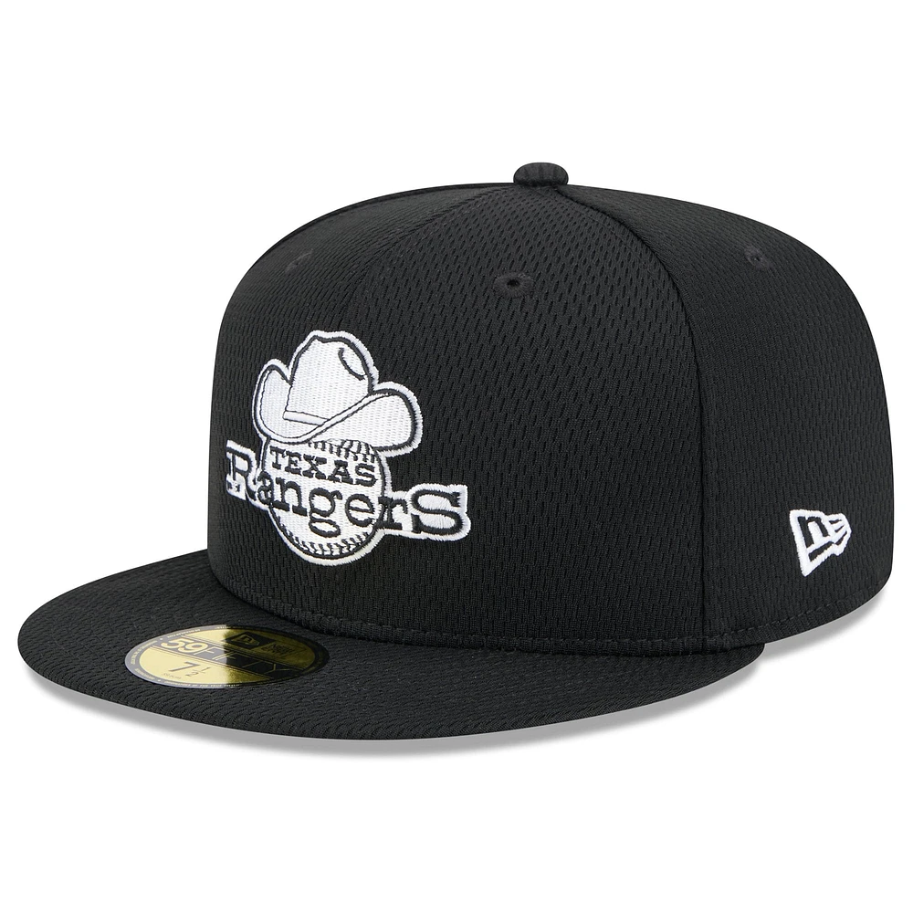 Men's New Era Black Texas Rangers 2025 MLB Clubhouse 59FIFTY Fitted Hat