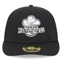 Men's New Era Black Texas Rangers 2025 MLB Clubhouse Low Profile 59FIFTY Fitted Hat