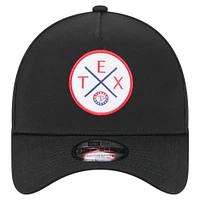 Casquette ajustable Texas Rangers 9FORTY A-Frame noire New Era pour homme