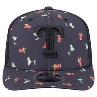 Casquette extensible à bouton-pression 9SEVENTY noire New Era Texas Rangers Adventure Drinks pour homme