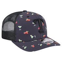 Casquette extensible à bouton-pression 9SEVENTY noire New Era Texas Rangers Adventure Drinks pour homme
