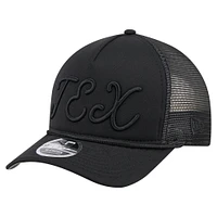 Casquette camionneur ajustable noire Texas Rangers City Initial 9FORTY pour homme de New Era
