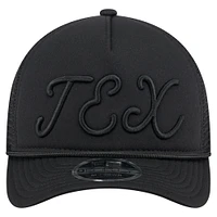 Casquette camionneur ajustable noire Texas Rangers City Initial 9FORTY pour homme de New Era