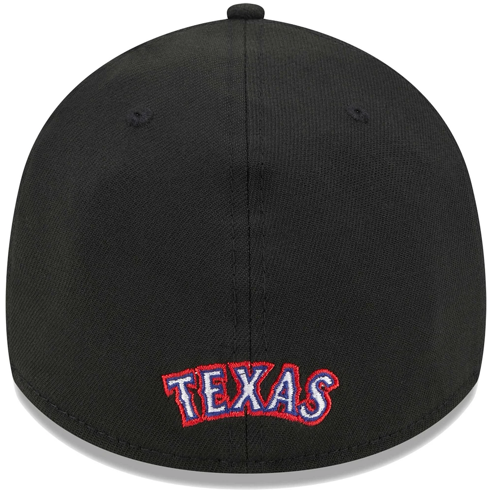 Casquette Flex 39THIRTY Texas Rangers New Era pour homme avec logo noir