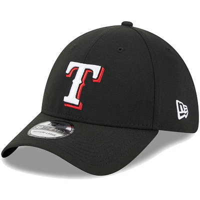 Men's New Era Black Texas Rangers Logo 39THIRTY Flex Hat