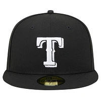 Men's New Era Black Texas Rangers Logo 59FIFTY Fitted Hat