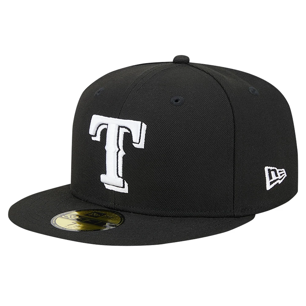Men's New Era Black Texas Rangers Logo 59FIFTY Fitted Hat