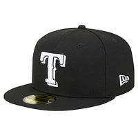 Men's New Era Black Texas Rangers Logo 59FIFTY Fitted Hat