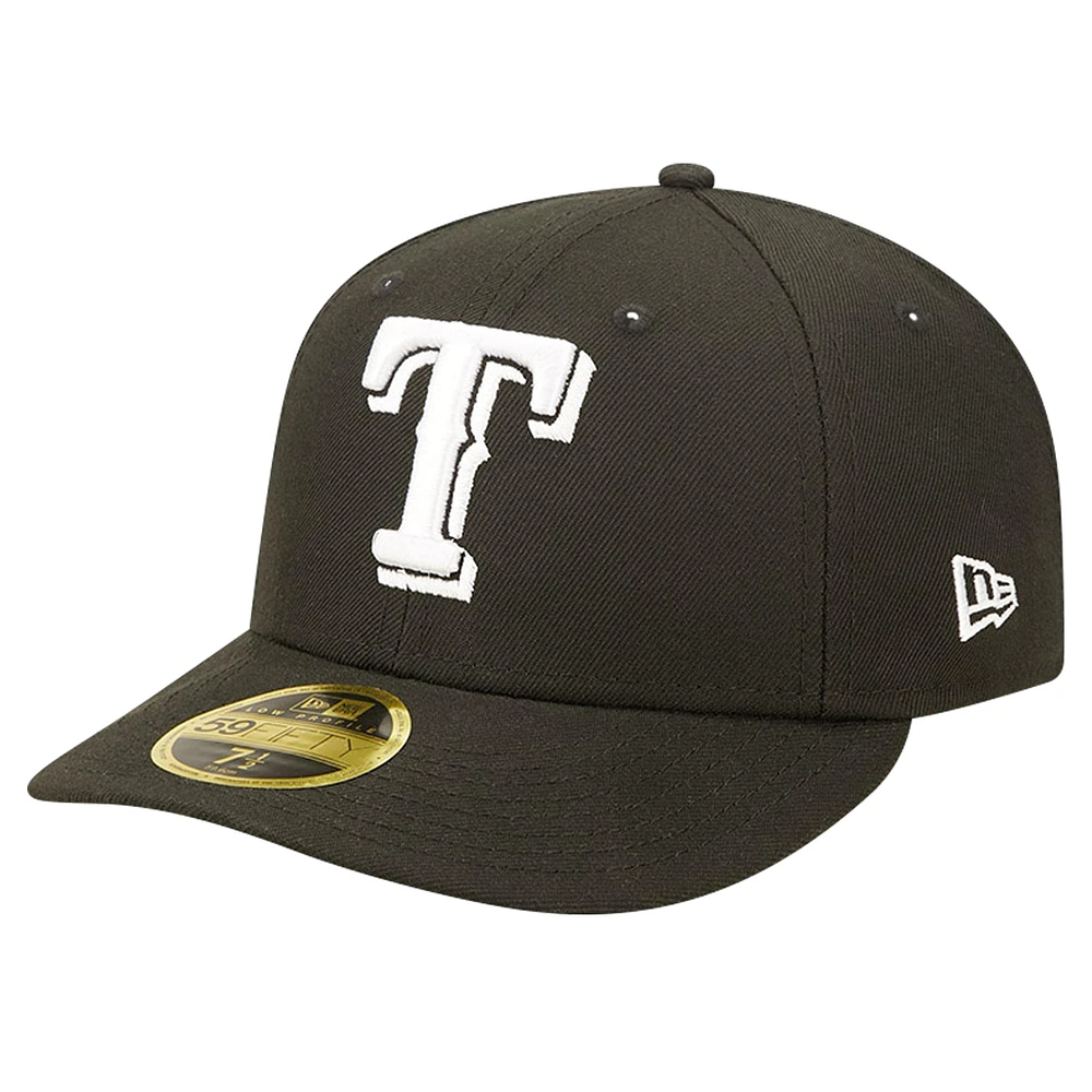 Casquette ajustée 59FIFTY à profil bas des Texas Rangers New Era pour hommes, noire
