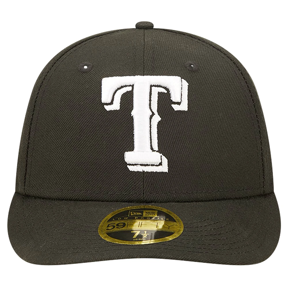 Casquette ajustée 59FIFTY à profil bas des Texas Rangers New Era pour hommes, noire