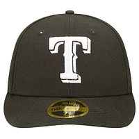 Casquette ajustée 59FIFTY à profil bas des Texas Rangers New Era pour hommes, noire