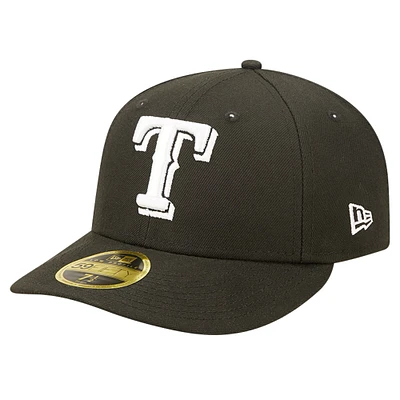 Casquette ajustée 59FIFTY à profil bas des Texas Rangers New Era pour hommes, noire