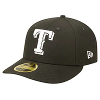 Casquette ajustée 59FIFTY à profil bas des Texas Rangers New Era pour hommes, noire