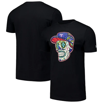 T-shirt noir Sugar Skulls des Texas Rangers New Era pour hommes