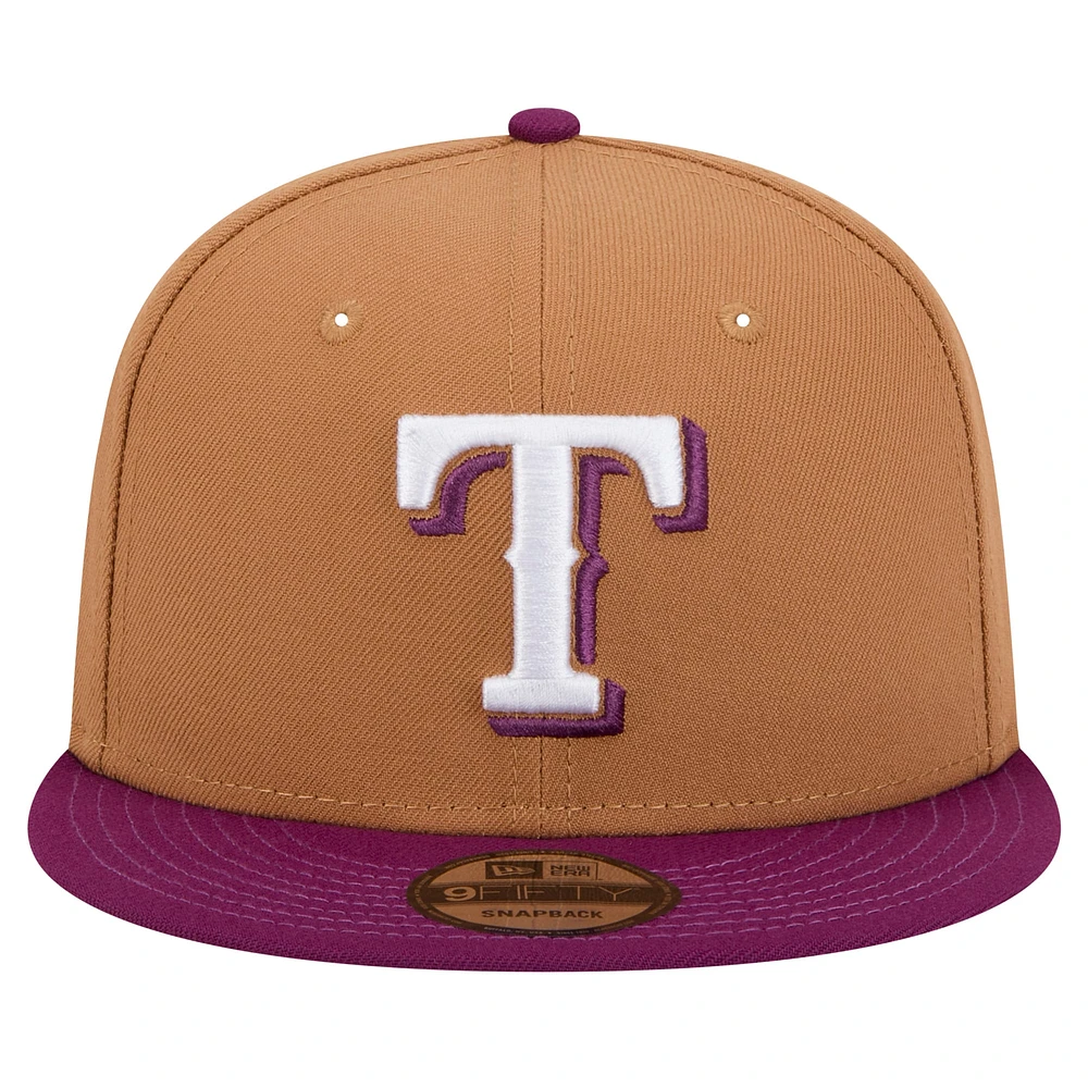 Casquette Snapback bicolore 9FIFTY Texas Rangers marron New Era pour homme