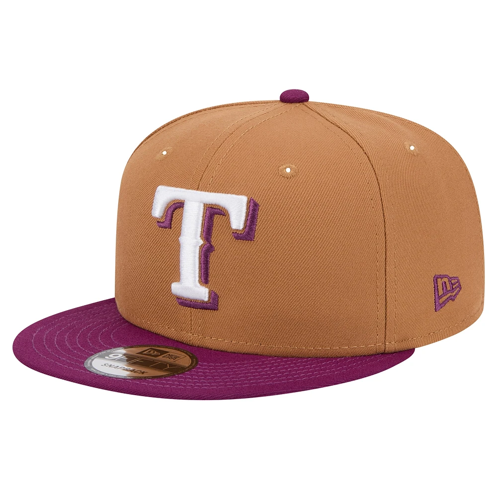 Casquette Snapback bicolore 9FIFTY Texas Rangers marron New Era pour homme