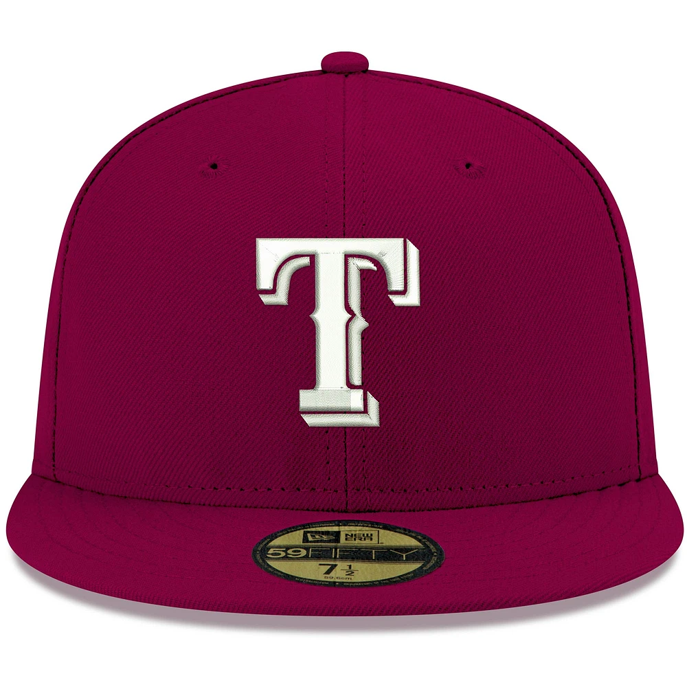 Men's New Era Cardinal Texas Rangers White Logo 59FIFTY Fitted Hat