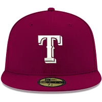 Men's New Era Cardinal Texas Rangers White Logo 59FIFTY Fitted Hat