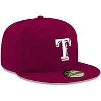 Men's New Era Cardinal Texas Rangers White Logo 59FIFTY Fitted Hat