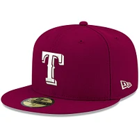 Men's New Era Cardinal Texas Rangers White Logo 59FIFTY Fitted Hat