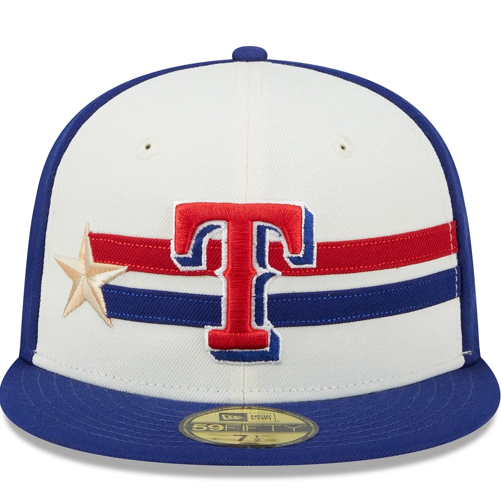 Casquette ajustée 59FIFTY d'entraînement des Texas Rangers New Era pour hommes, crème