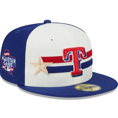 Casquette ajustée 59FIFTY d'entraînement des Texas Rangers New Era pour hommes, crème