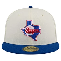 Men's New Era Cream Texas Rangers Cooperstown Collection Chrome 59FIFTY Fitted Hat
