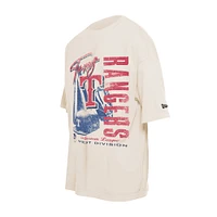 Men's New Era Cream Texas Rangers Cooperstown Collection Oversized Throwback Distressed T-Shirt