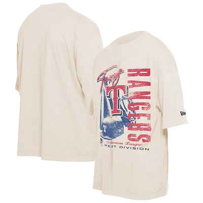 Men's New Era Cream Texas Rangers Cooperstown Collection Oversized Throwback Distressed T-Shirt