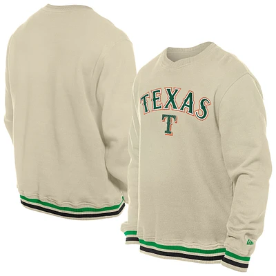 Sweat-shirt à capuche en sergé crème Texas Rangers pour homme New Era