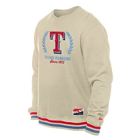Sweat-shirt à enfiler rétro Texas Rangers de New Era pour homme, couleur crème