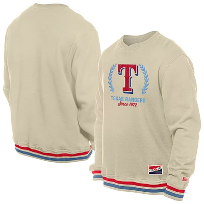 Sweat-shirt à enfiler rétro Texas Rangers de New Era pour homme, couleur crème