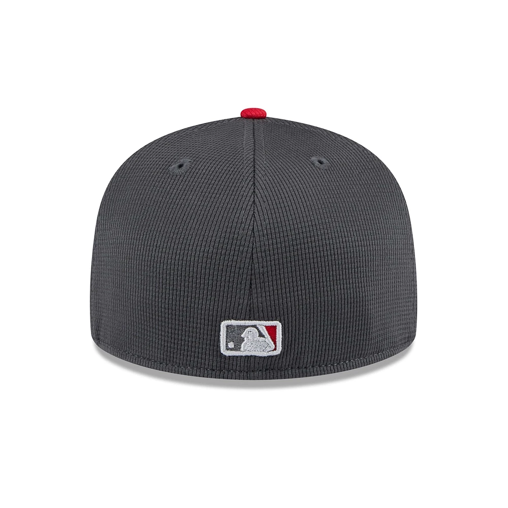 Men's New Era  Gray/Red Texas Rangers 2025 Batting Practice 59FIFTY Fitted Hat