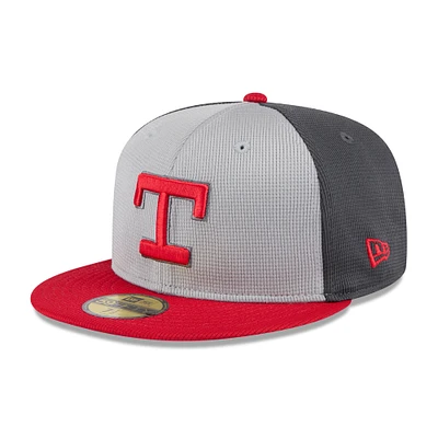 Men's New Era  Gray/Red Texas Rangers 2025 Batting Practice 59FIFTY Fitted Hat