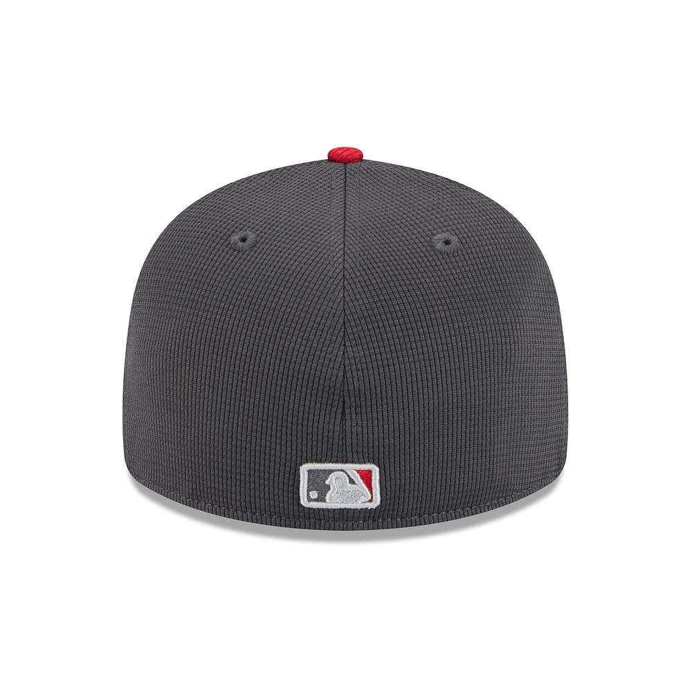 Men's New Era  Gray/Red Texas Rangers 2025 Batting Practice Low Profile 59FIFTY Fitted Hat