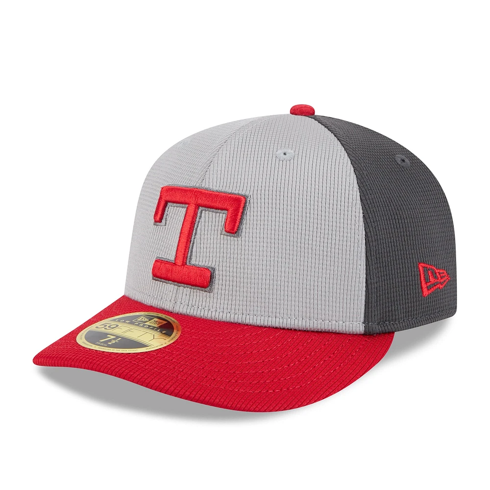 Men's New Era  Gray/Red Texas Rangers 2025 Batting Practice Low Profile 59FIFTY Fitted Hat