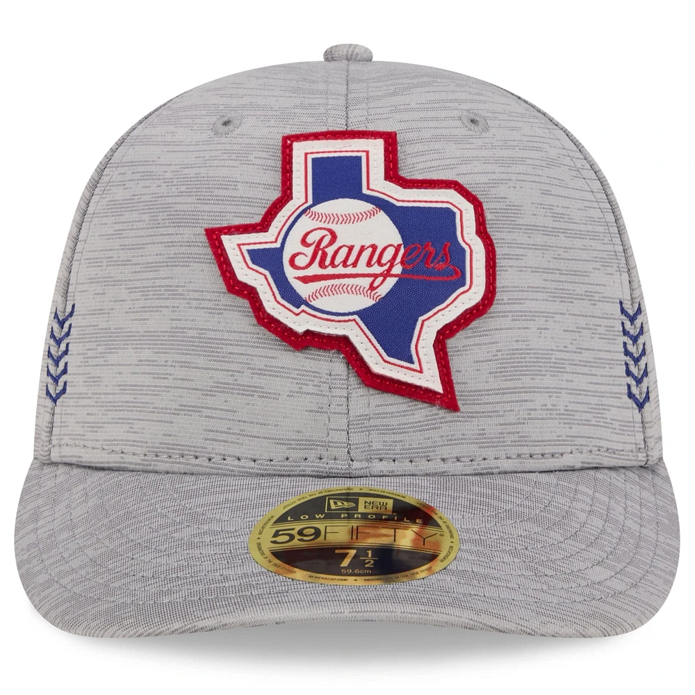 Men's New Era  Gray Texas Rangers 2024 Clubhouse Low Profile 59FIFTY Fitted Hat